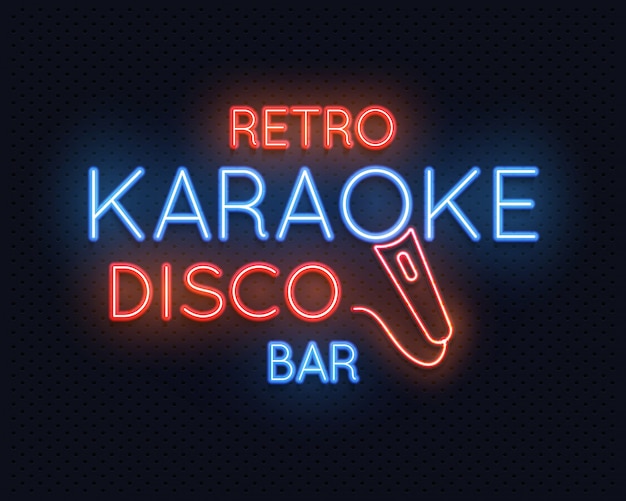 Retro disco neon licht teken van de karaokebar