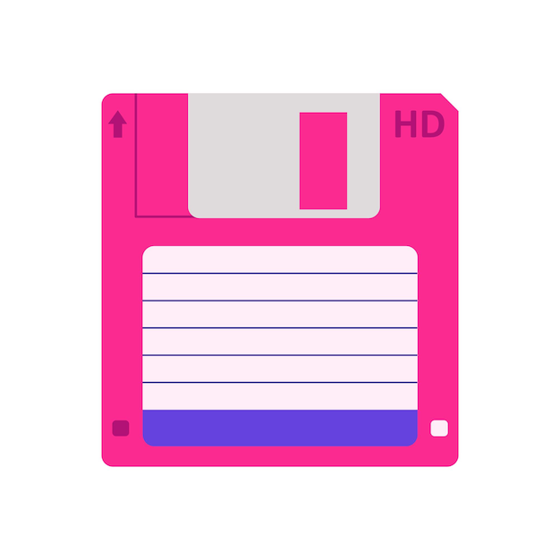 Retro diskette floppy disk Cartoon trendy vector illustration