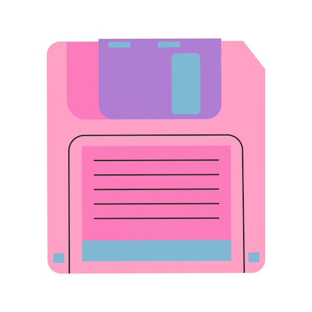 Retro diskette Floppydisk icon Nostalgia for 90s 2000s Vintage technology with data information