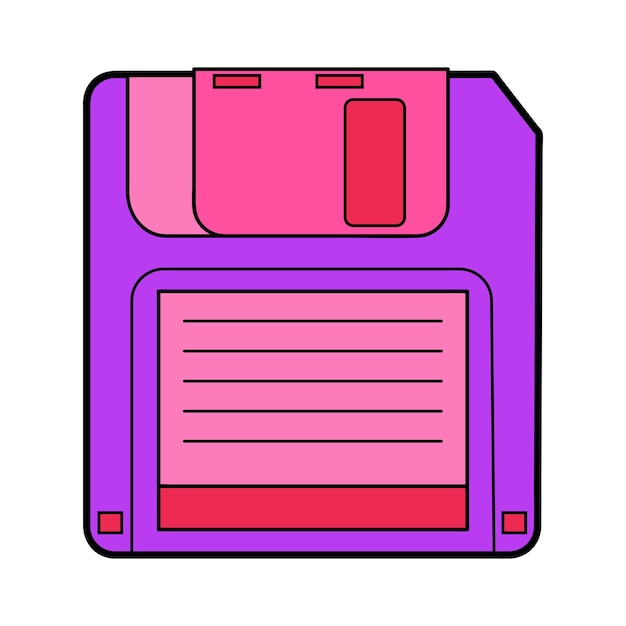 Retro diskette Floppydisk icoon Nostalgie naar de jaren 90 2000 Vintage technologie met data-informatie