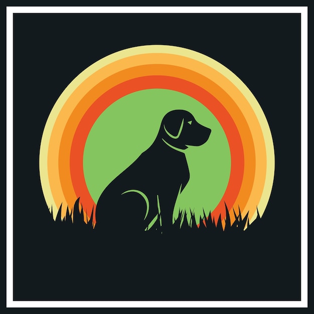 Retro dog t-shirt design premium vector