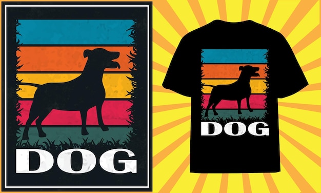 Vector retro dog t-shirt design premium vector