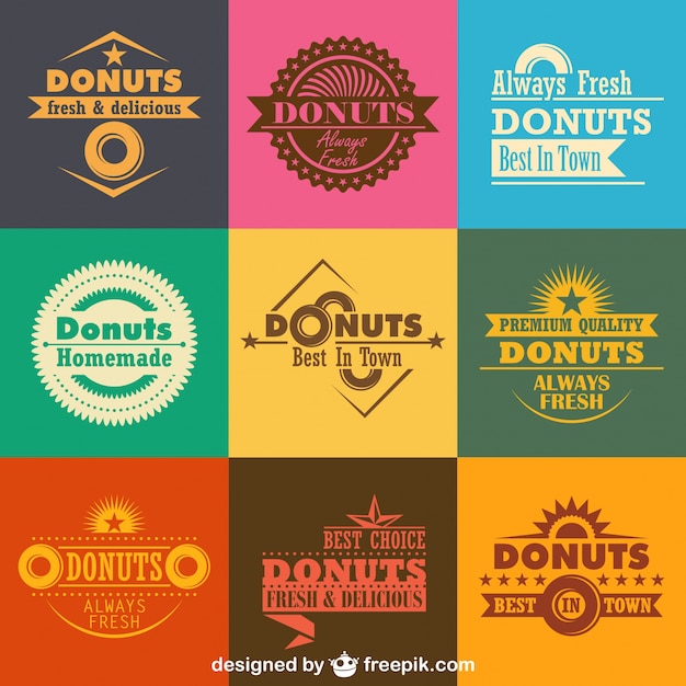 Vector retro donuts logo's en badges verzamelen