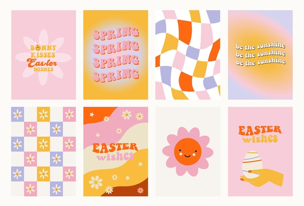 Vector retro easter cards