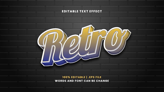 Effetto di testo modificabile retrò in moderno stile 3d