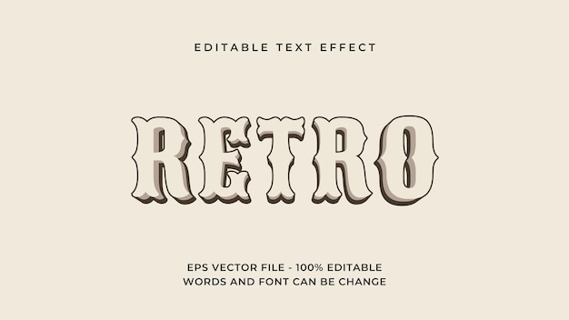 Vector retro editable text effect premium