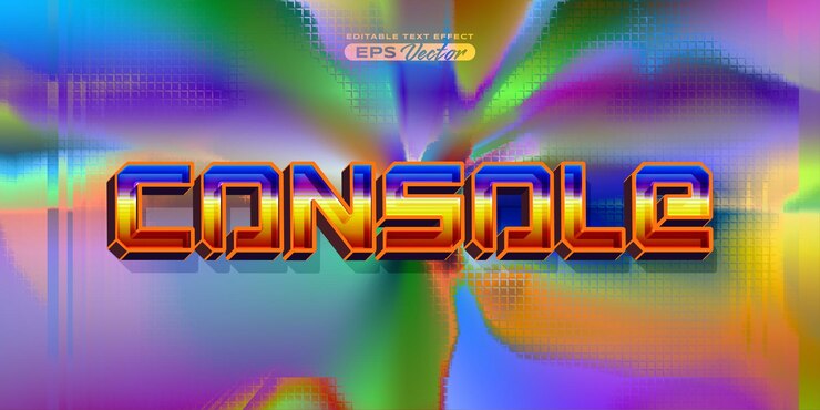 Vector retro editable text effect style console futuristic 80s vibrant theme with experimental background ideal for poster flyer social media post with give them the rad 1980s touch