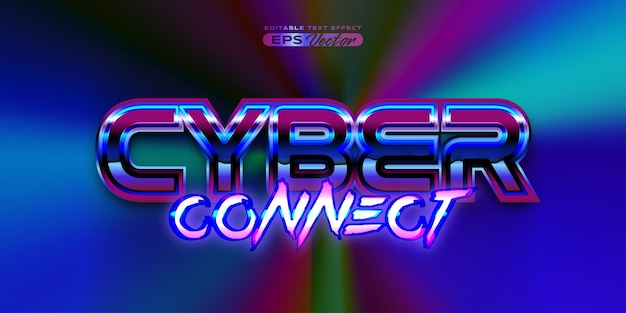 Retro editable text effect style cyber connect futuristic 80s vibrant theme with experimental background ideal for poster flyer social media post with give them the rad 1980s touch