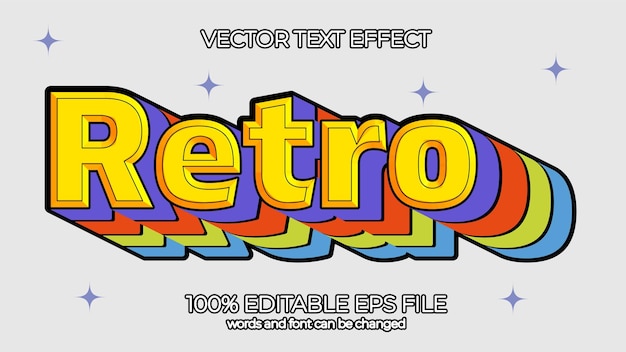 retro editable text effect style EPS editable text effect
