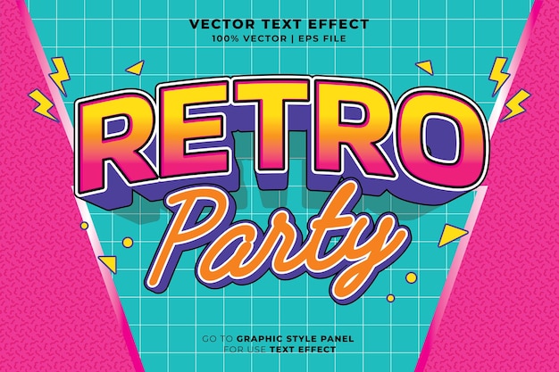 Retro editable text effect style Retro vintage music party festival 3d cartoon style premium vector