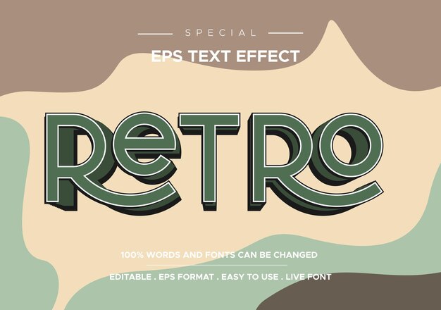 Vector retro editable text effect style