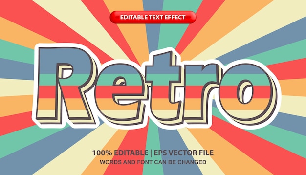 Retro editable text effect template, vintage rays sunburst background