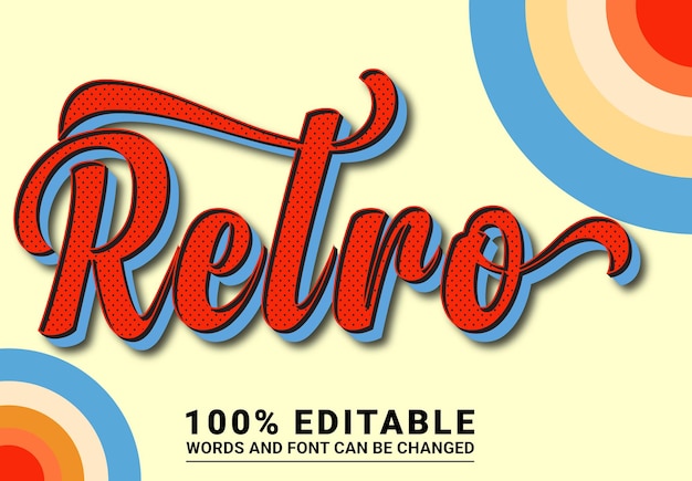 Vector retro editable text effect vintage retro color