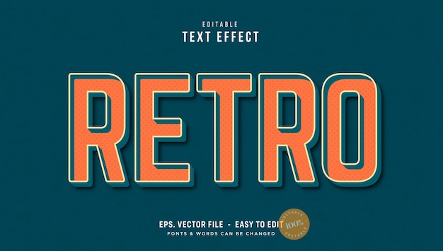 Vector retro editable text effect