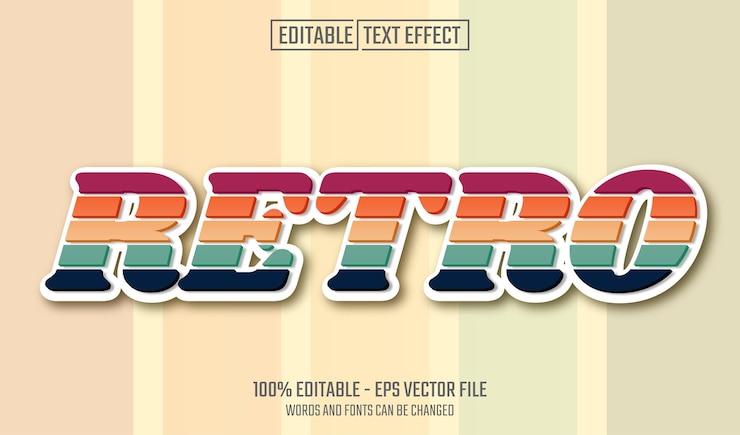 Vector retro editable text effect