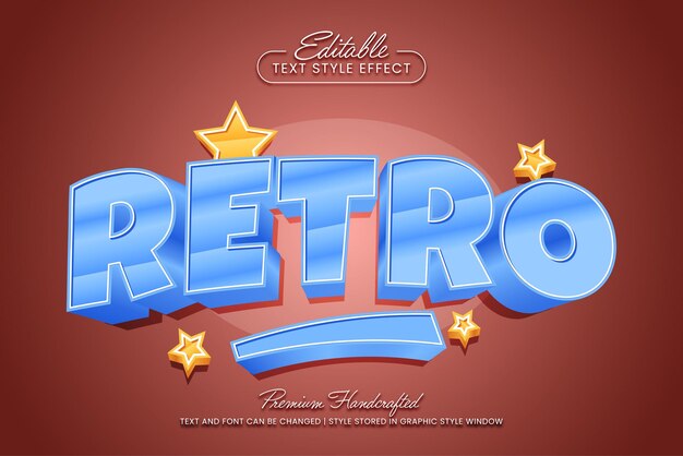 Retro editable vector text effect graphic style template surrounded by stars