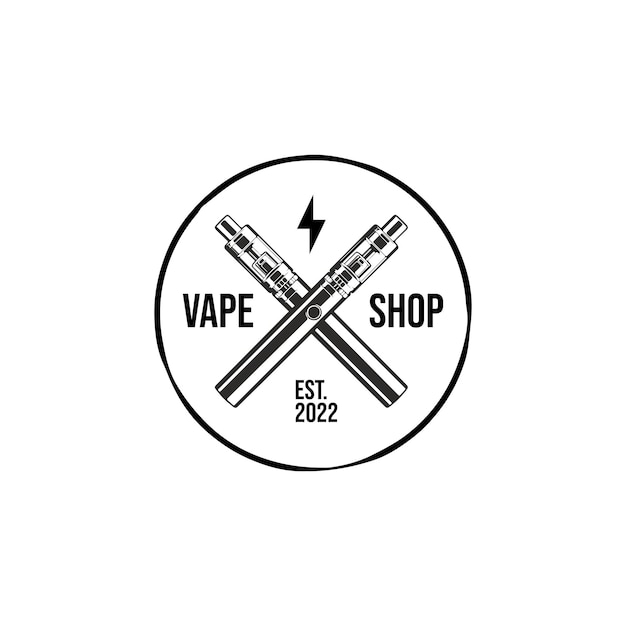 Retro electronic cigarettes emblem logo design template
