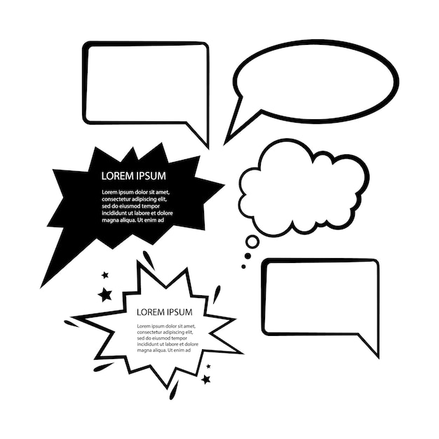 Retro empty comic speech bubbles and elements on white background vintage design or pop art style vector format