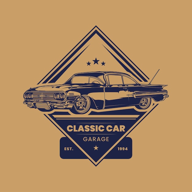 Retro en klassieke auto garage embleem logo