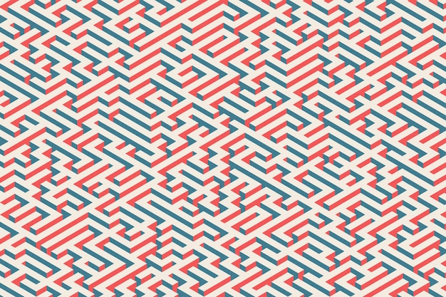 Retro endless maze background Abstract noisy isometric labyrinth illustration in the retro style