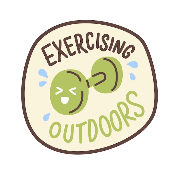 Vector retro exercising outdoors sticker illustration