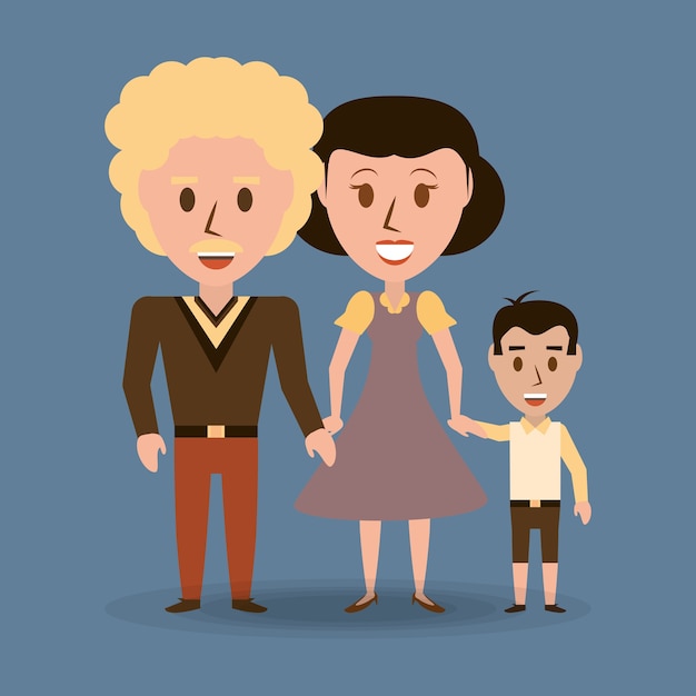 retro family parents with their son 