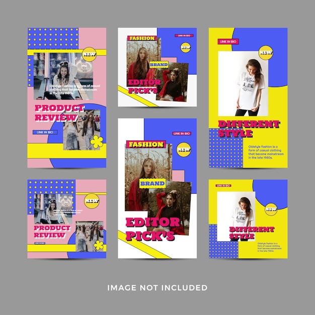 Vector retro fashion style for social media post templates