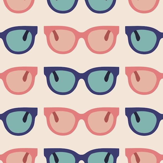 Vector retro fashion sunglasses seamless pattern background