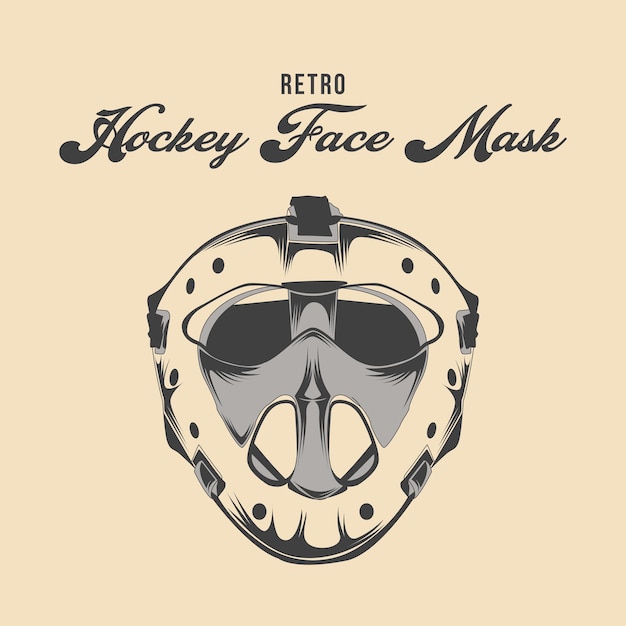 Ретро-хоккей на траве, маска для лица, векторная иллюстрация