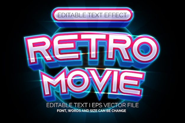 Retro film 3d bewerkbaar teksteffect