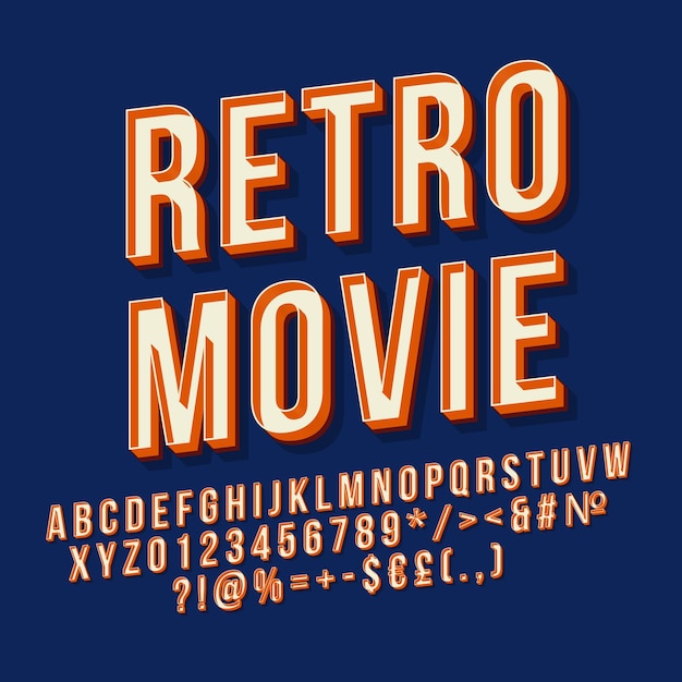 Retro film 3D-vector belettering