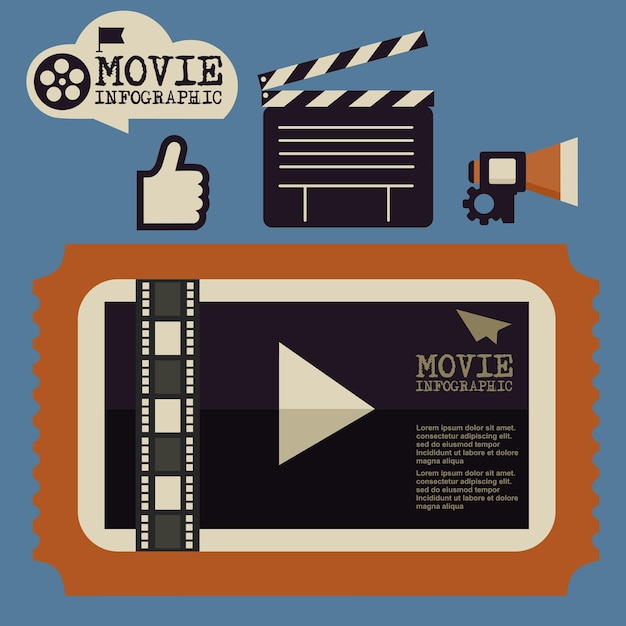 Retro film sjabloon mediaspeler plat ontwerp illustratie moderne stijl vector concept iconendigitale online reclame