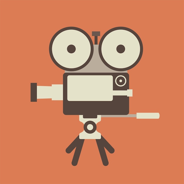 Retro filmcamera vlakke stijl vectorillustratie