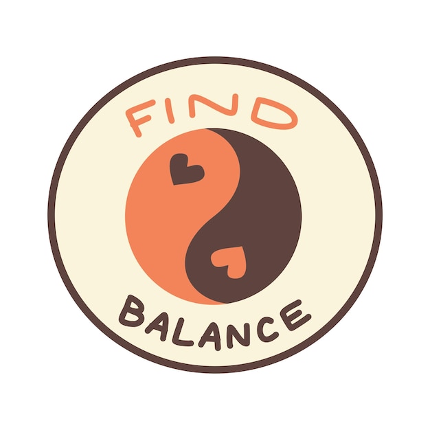 Vector retro find balance sticker illustration