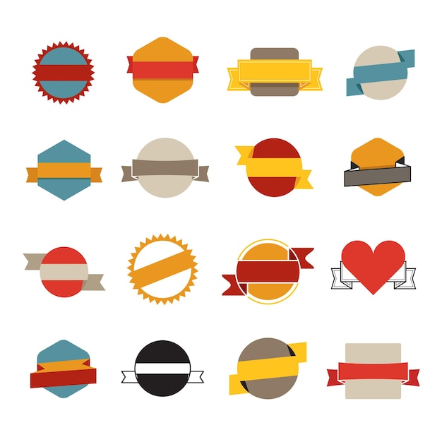 Retro flat vector banners template collection isolated on white