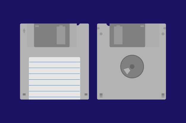 Archiviazione dati su floppy disk retrò a due facce