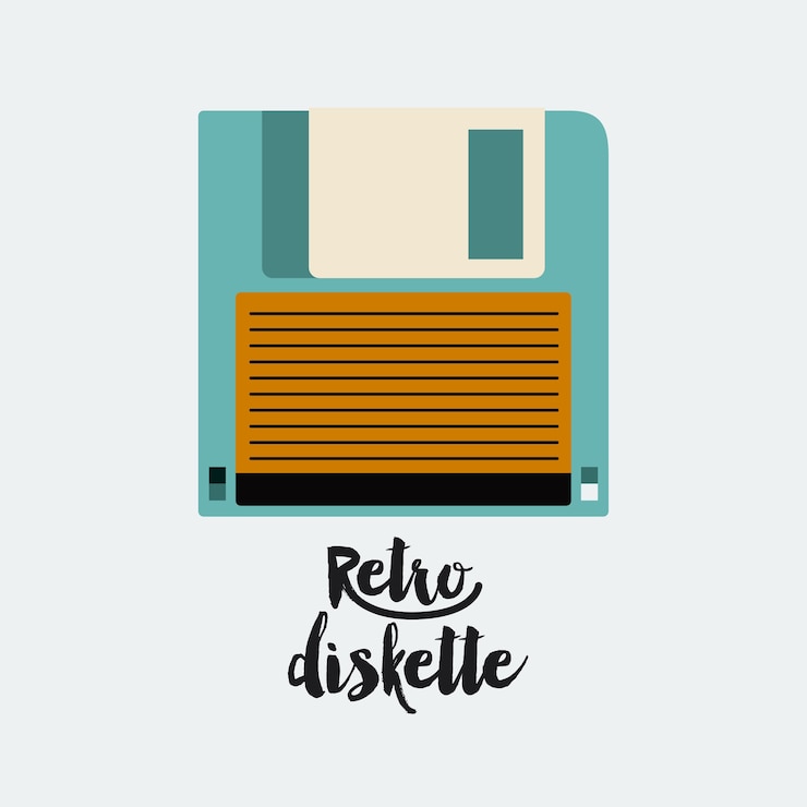 Vector retro floppy  poster isolated icon design