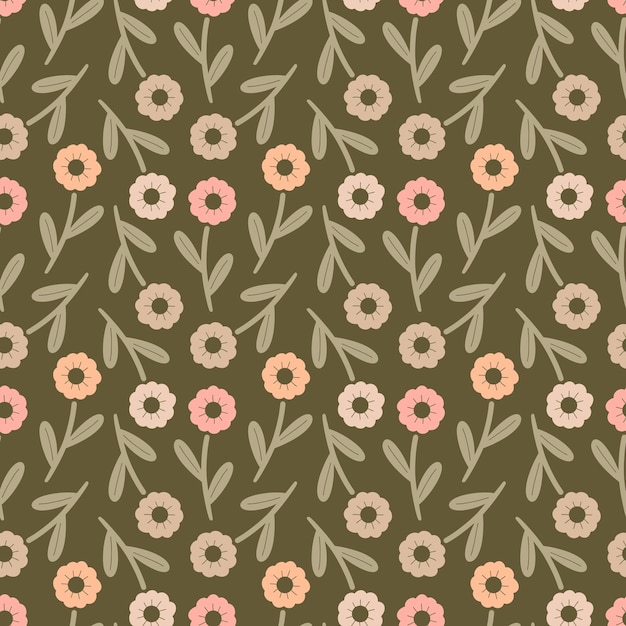 Vector retro floral minimaal naadloos patroon daisy bloemen voor oppervlak patroon ontwerp print behang