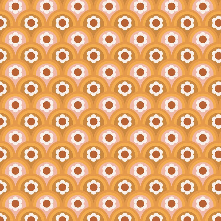 Retro floral pattern yellow