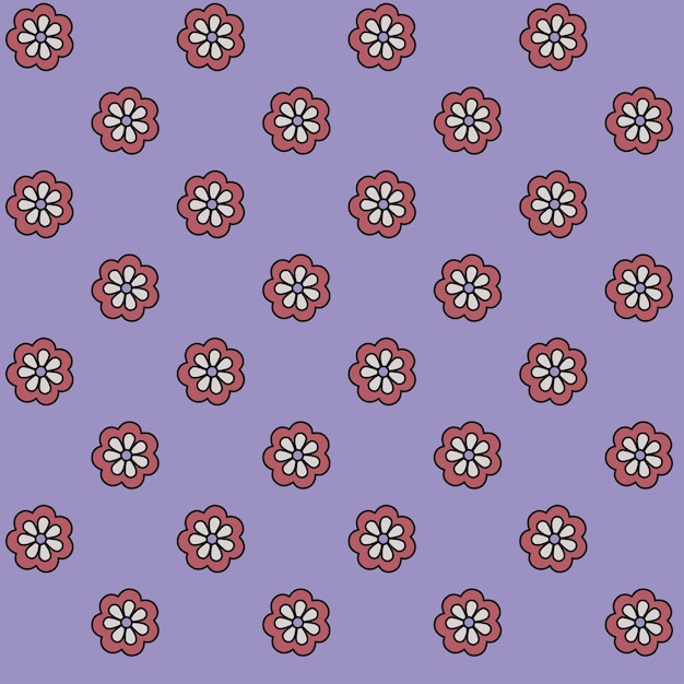 RETRO FLORAL SEAMLESS PATTERN IN  EDITABLE VECTOR FILE