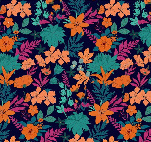 retro floral seamless pattern