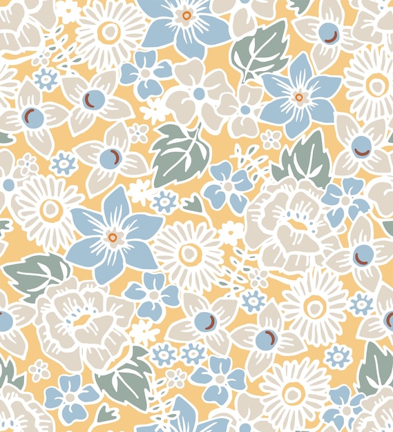 RETRO FLORAL SEAMLESS PRINT AND PATTERN VECTOR