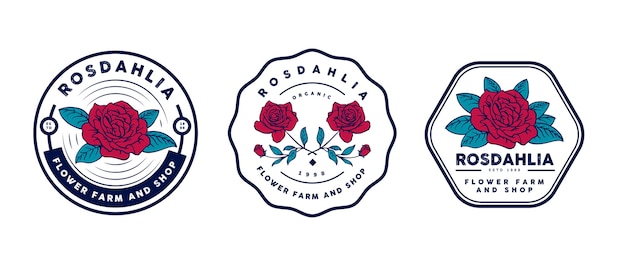 Retro flower and botanical logo template 