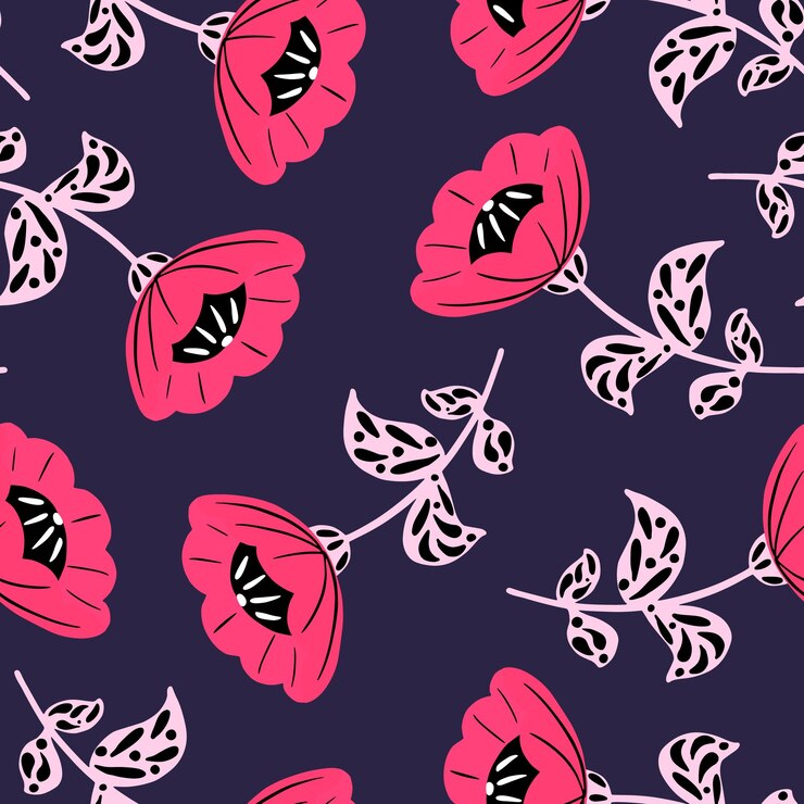 Vector retro flowers and leaves seamless pattern vintage floral print pattern abstract botanical background