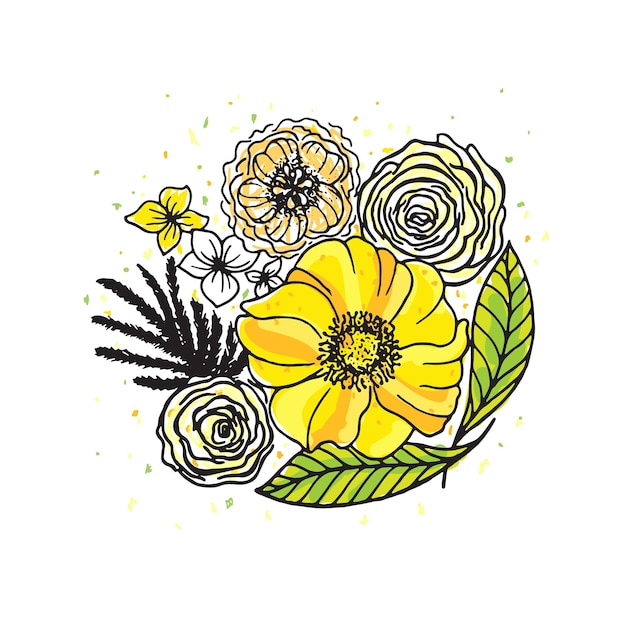 Retro flowers vector illustration