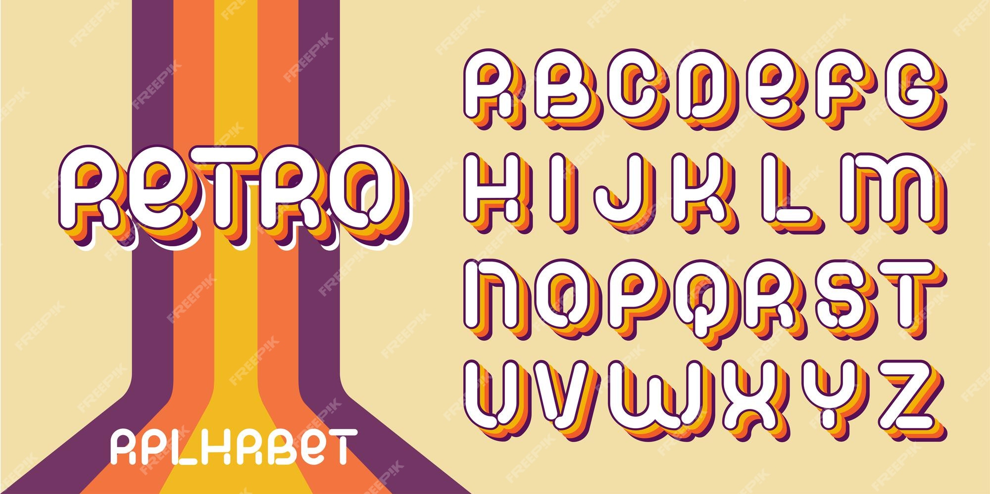 Premium Vector Retro Font Letters Of 70s 80s Aesthtetics Vector