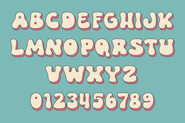 Vector retro font style letter pack