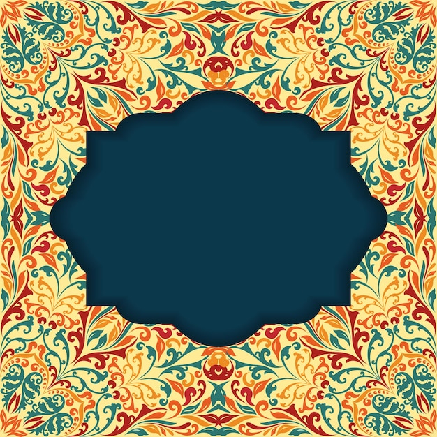 Vector retro frame vier van het boho bloemenpatroon