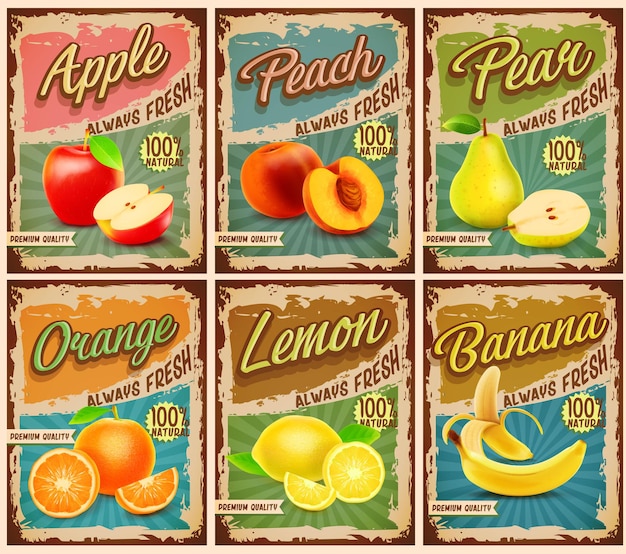 Retro Fruit Poster Illustration