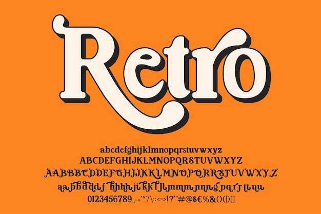 Vector retro full character alphabet font